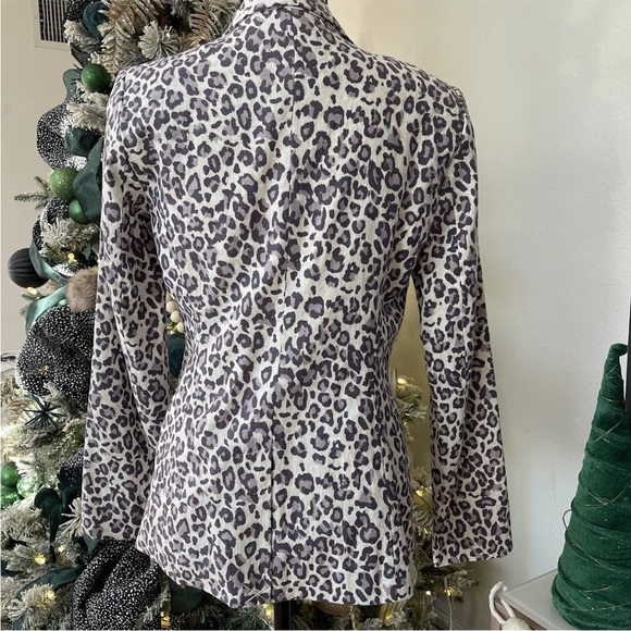 Rachael Zoe linen Blend Cream & Grey Leopard Print Blazer Size M - Picture 2 of 7